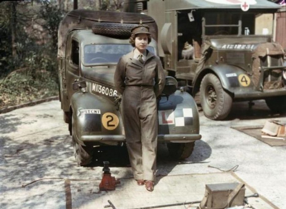 Queen Elizabeth during her WWII service. 
