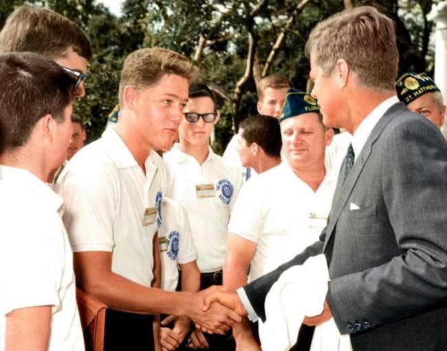 A young Bill Clinton meets John F. Kennedy