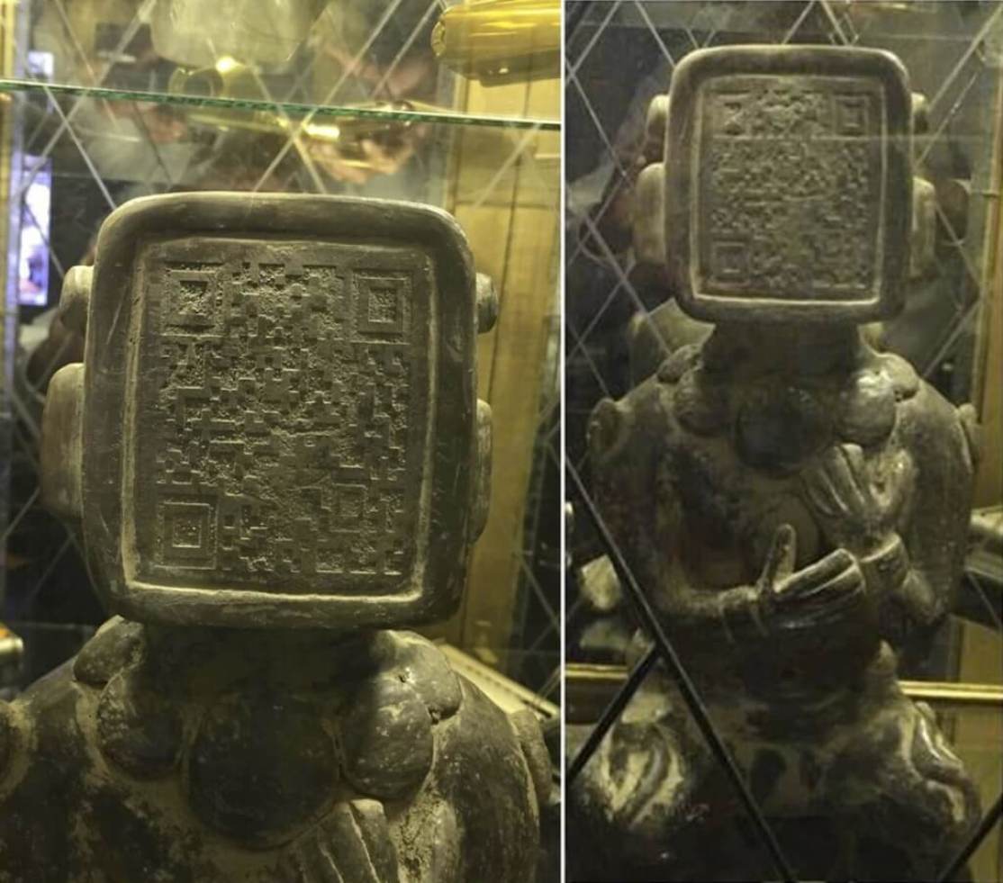 Ancient Mayan Statue with QR Code Face. Aliens Warning Us? 7