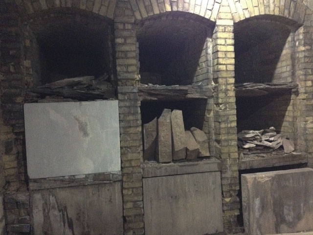 Abandoned crypt beneath the Calvary Cemetery chapel