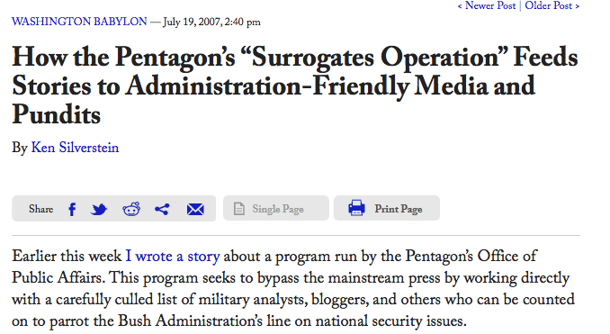 “Fake News” and the Pentagon’s Office of Strategic Influence (OSI) 7