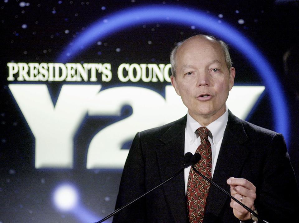 President's Council on Year 2000 Conversion Chairman John Koshinen at a press conference in December, 1999 in Washington, DC