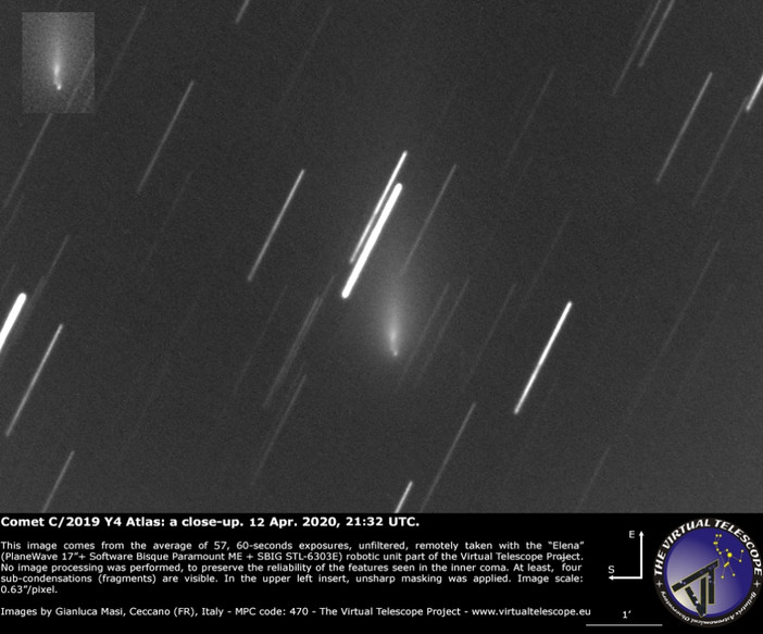 The core of the comet Atlas has split into 4 separate fragments 3