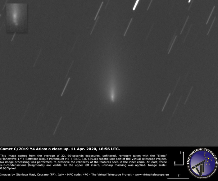 The core of the comet Atlas has split into 4 separate fragments 2