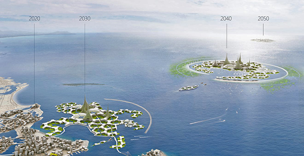 Over time, systeders become more autonomous and go further into the ocean, the Blue21 floating city development concept says.
