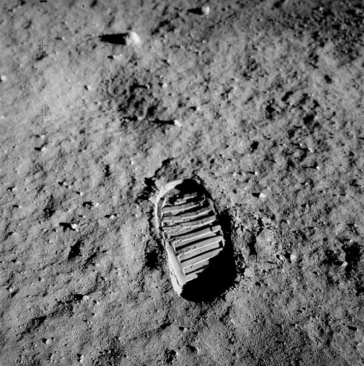 Buzz Aldrin's Trail on the Moon