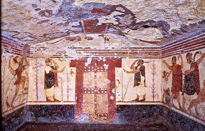 Tomb of the augurs of the Etruscan necropolis of Monterozzi in Tarquinia