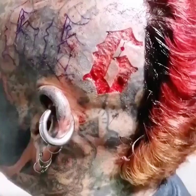The fan of tattoos and body transformation wants to carve the number 666 on his head.