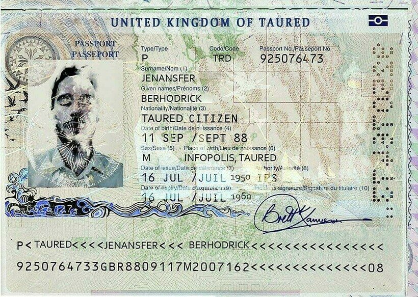 Passport of the country Tord (original UK)